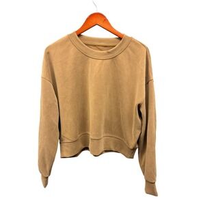 Lululemon Align Cropped Crewneck Sweatshirt Women's Size 8 Tan Beige